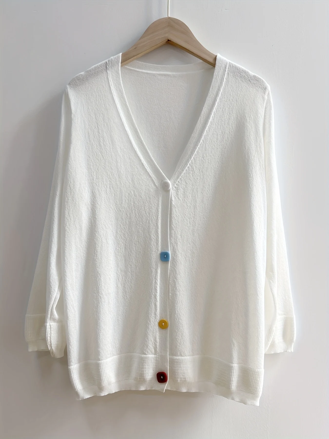 Fine Air-Conditioning Cover-Up Cardigan Women'S Thin Shirt Outer Loose Ice-Feeling V-Neck Top - 图片 7