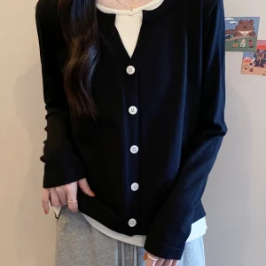 Fine- New 2-in-1 Look Casual Loose Long-Sleeve Women's Top