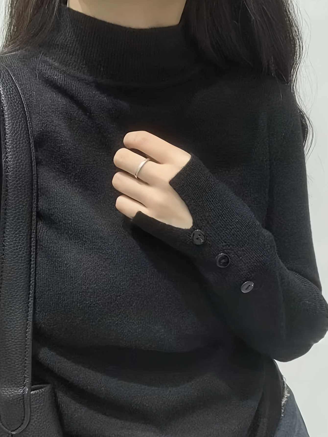 New Half-high Collar Slimming Long Sleeve Knitted Sweater Top with High-end Inner Layering Soft And Sticky Base Sweater - 图片 3