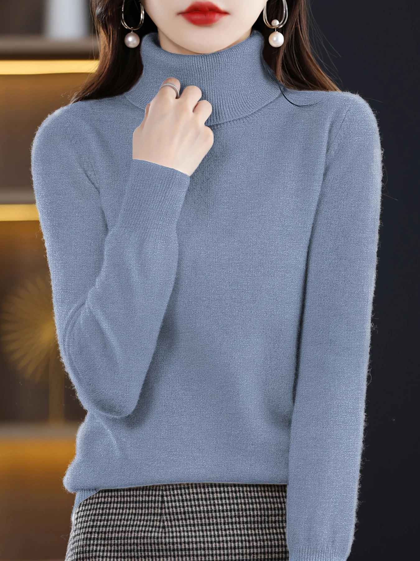 Finely New Style Fashionable Lapel Solid Color Loose Fit Casual Sweater Base Layer Knitwear - 图片 15