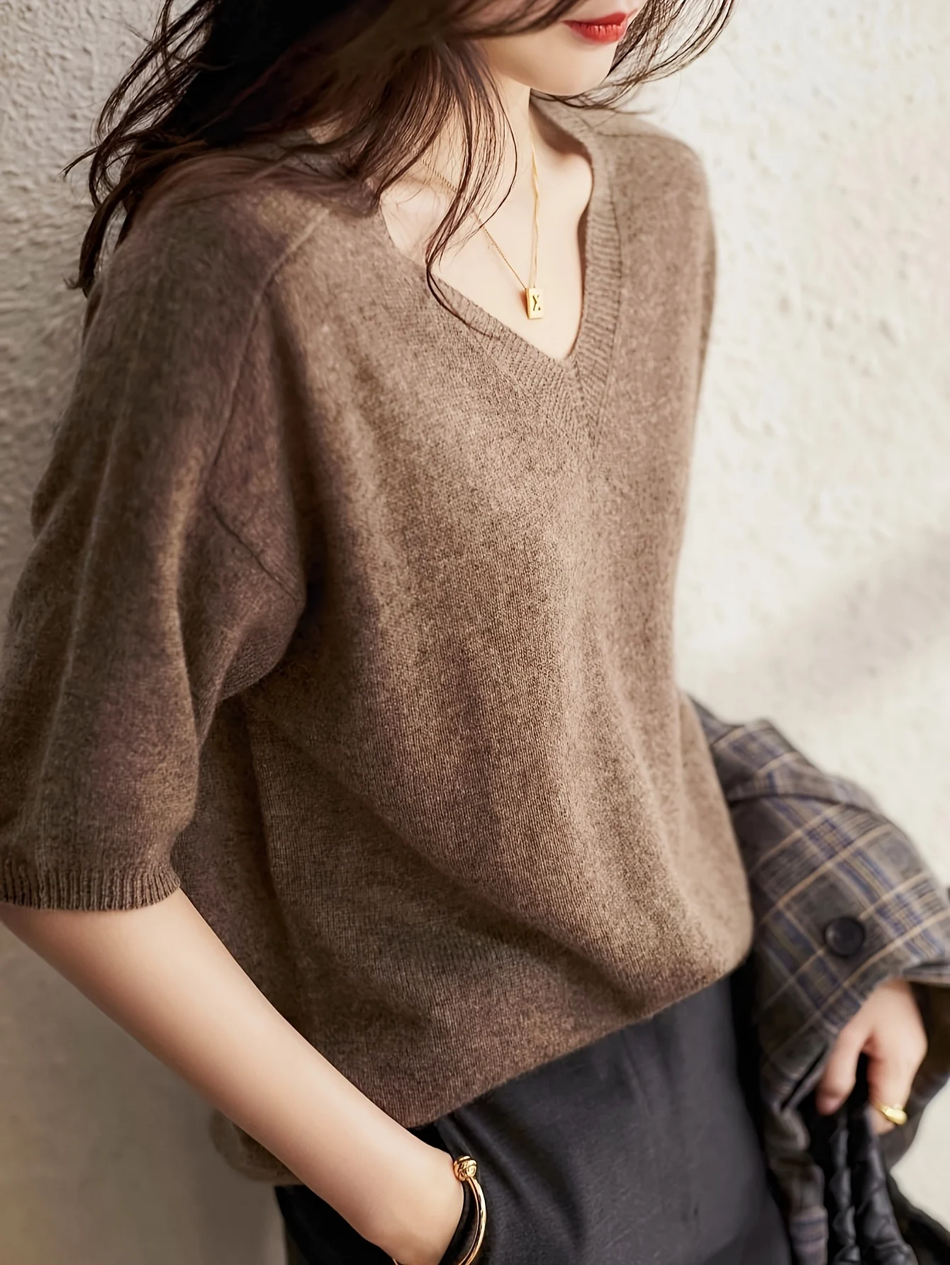 New Short Sleeve T-Shirt Women'S Thin Loose V-Neck Premium Breathable Top - 图片 13