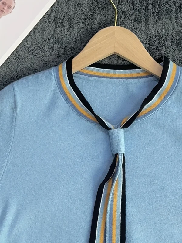 V-Neck Ribbon Sweater Women'S Sweater Base Top Women - 图片 5