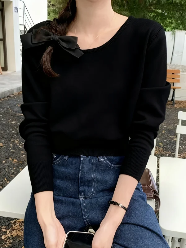 Fine New Round Neck Sweater Designer Niche Cropped Top - 图片 4