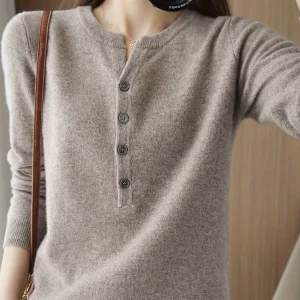 Solid Color Long Sleeve V-Neck T-Shirt for Women, New Fashion Simple Elegant Top