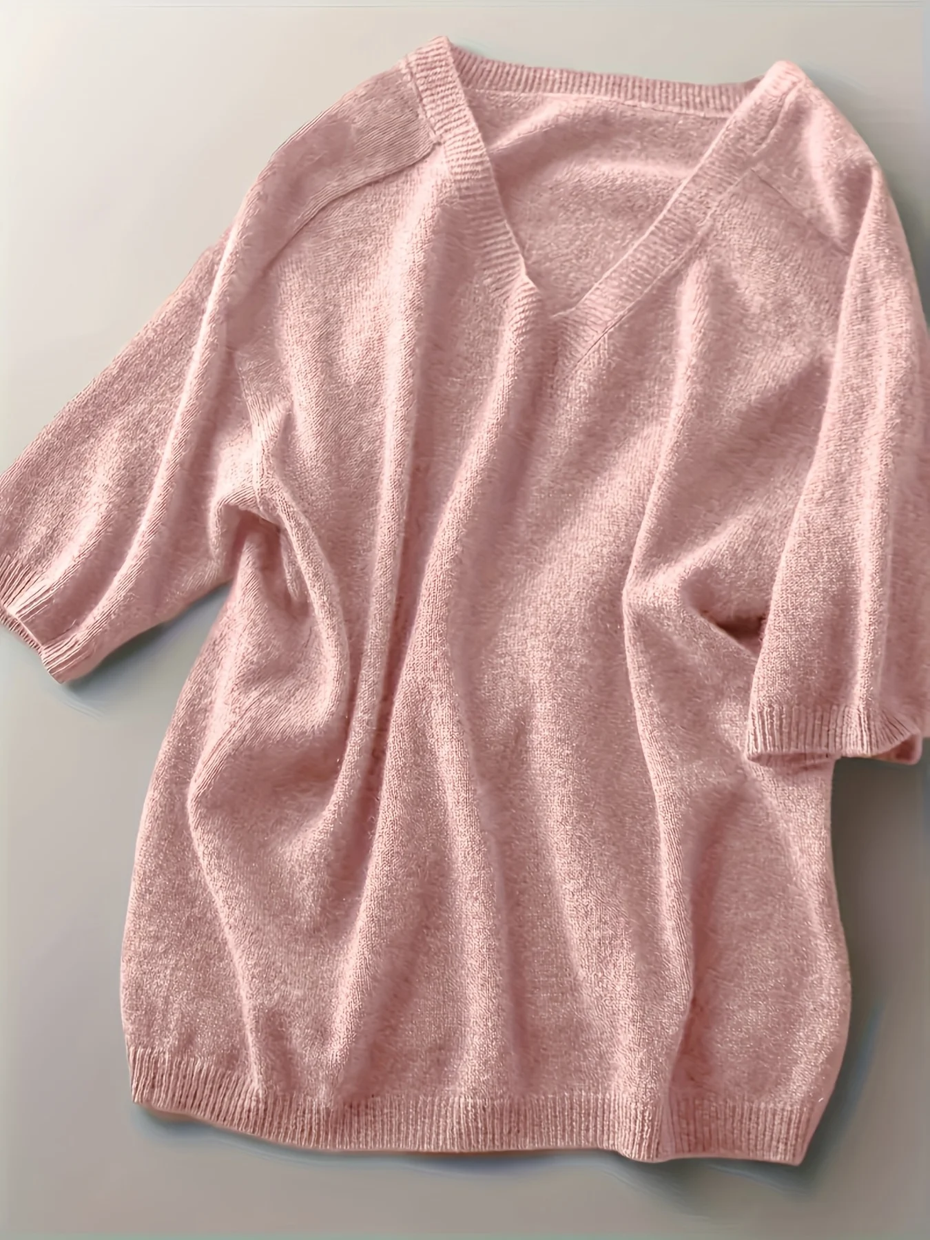 New Short Sleeve T-Shirt Women'S Thin Loose V-Neck Premium Breathable Top - 图片 33
