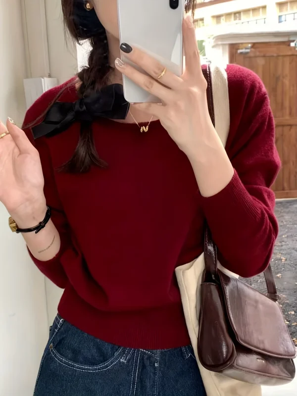 Fine New Round Neck Sweater Designer Niche Cropped Top - 图片 19