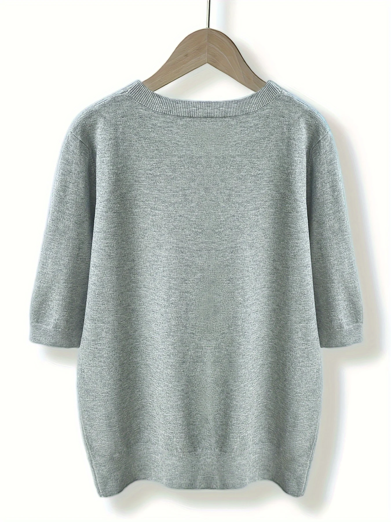 Self-developed Women's Short-sleeve Pullover Round-neck Half-sleeve Short Base Layer Shirt - 图片 13