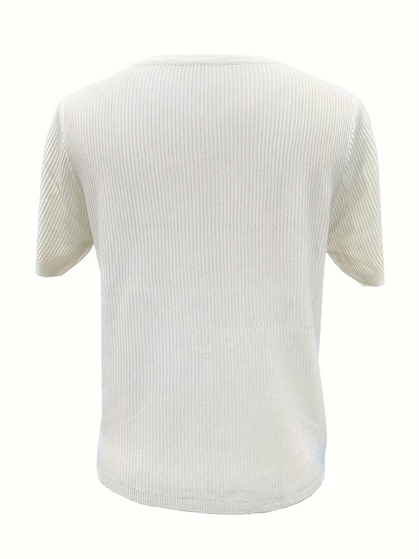 Ice Fiber Fabric Short-Sleeve T-Shirt for Women, Summer Lightweight Style, High-End Feel, Elegant Temperament, Small Cardigan, Slim Fit,, Versatile V-Neck Top - 图片 6