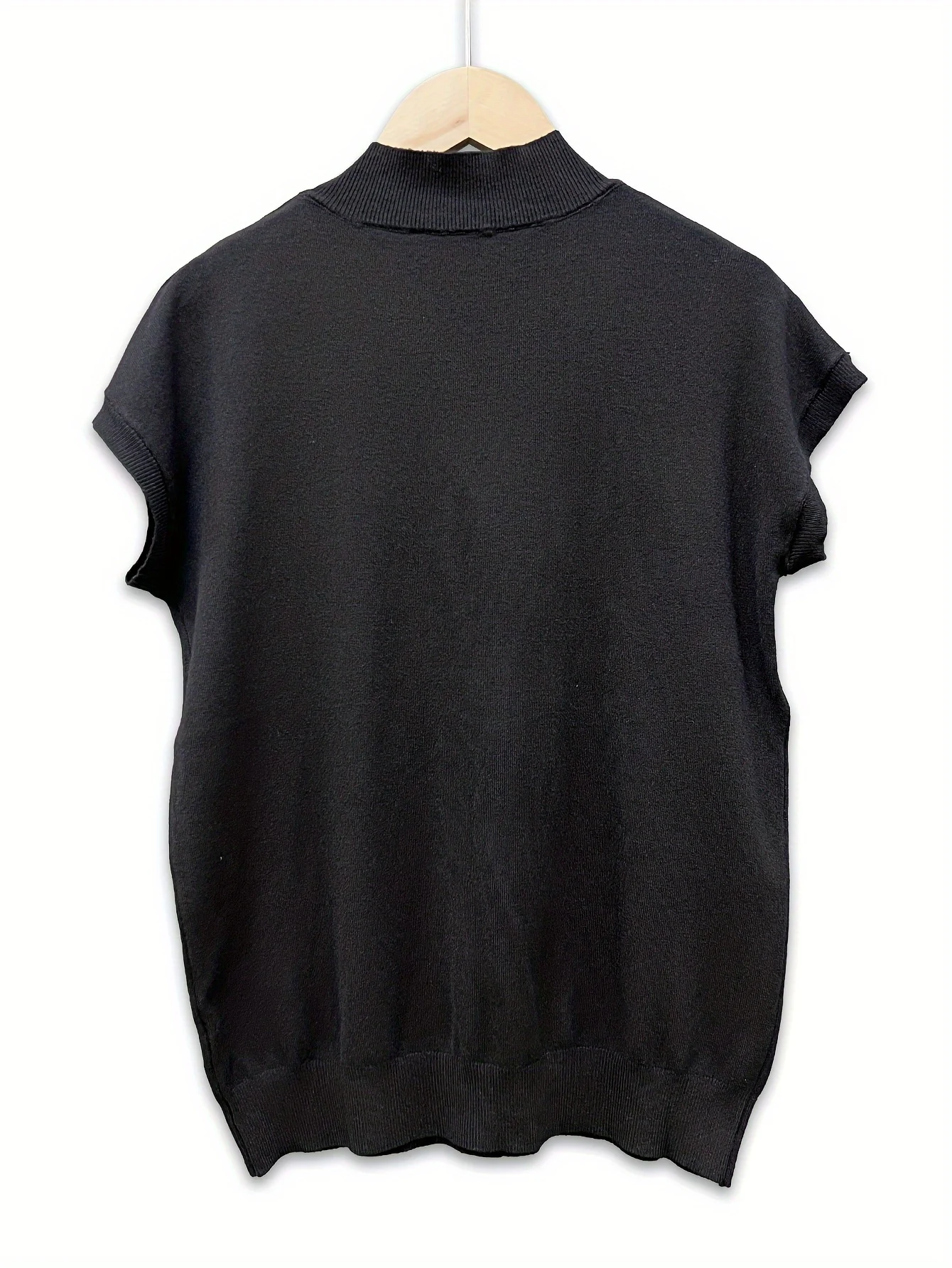 New Light Mature Style Temperament Top Ice Sweater Women'S Summer Thin Semi-High Neck Short Sleeve T-Shirt Fashion Top - 图片 8