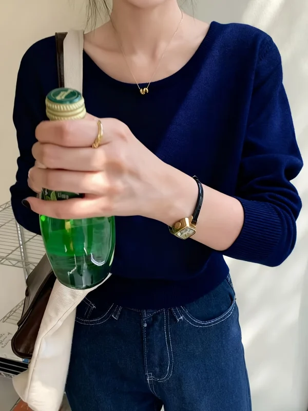 Fine New Round Neck Sweater Designer Niche Cropped Top - 图片 14