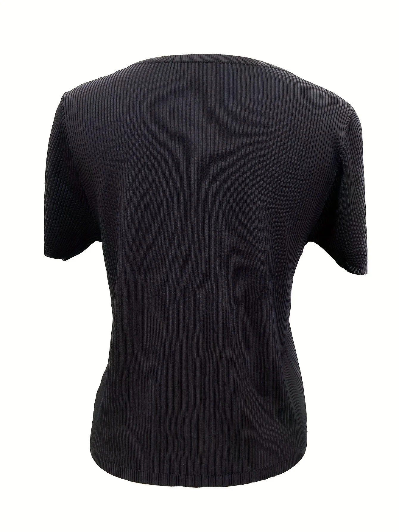 Ice Fiber Fabric Short-Sleeve T-Shirt for Women, Summer Lightweight Style, High-End Feel, Elegant Temperament, Small Cardigan, Slim Fit,, Versatile V-Neck Top - 图片 5