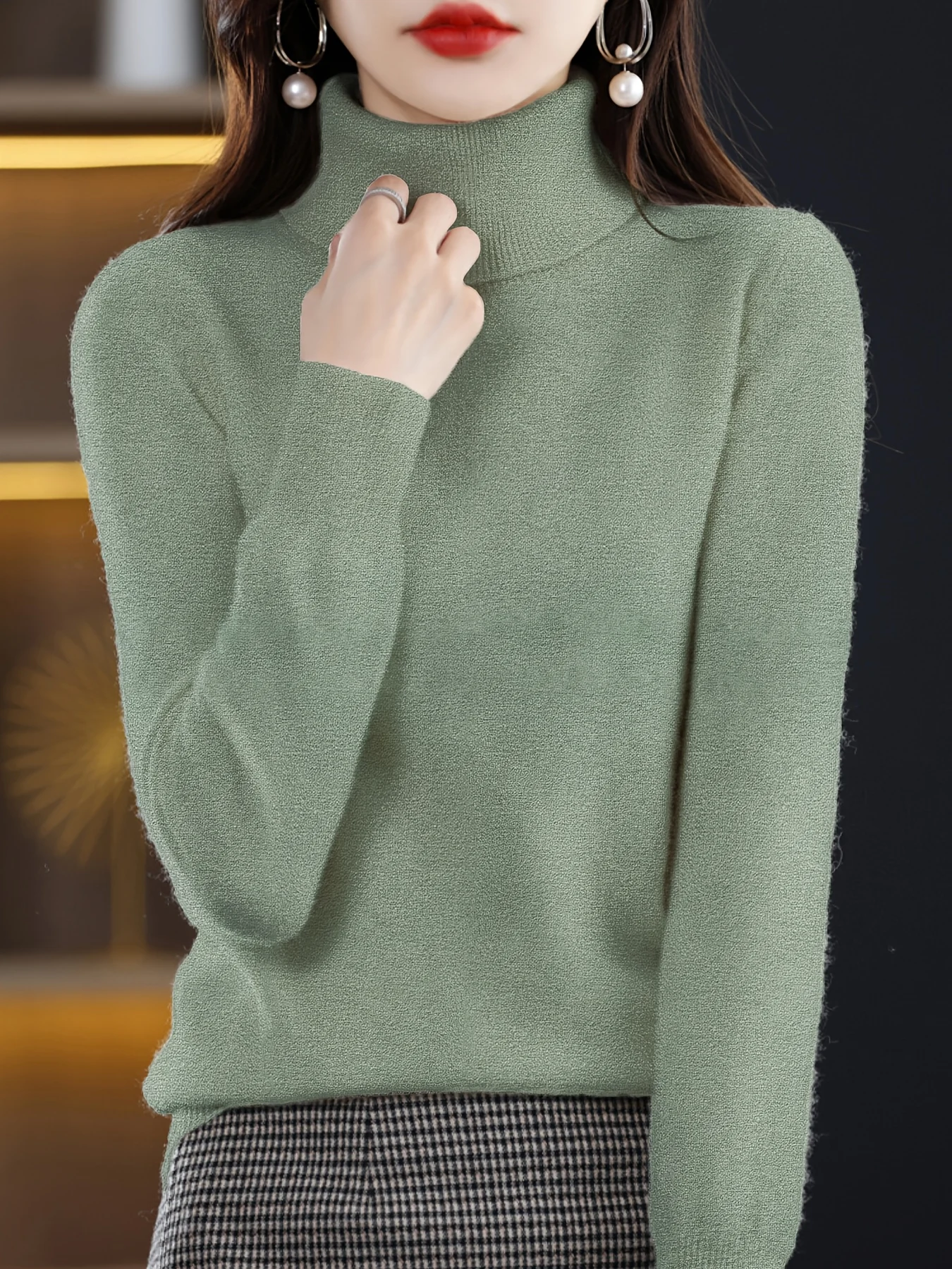 Finely New Style Fashionable Lapel Solid Color Loose Fit Casual Sweater Base Layer Knitwear - 图片 13