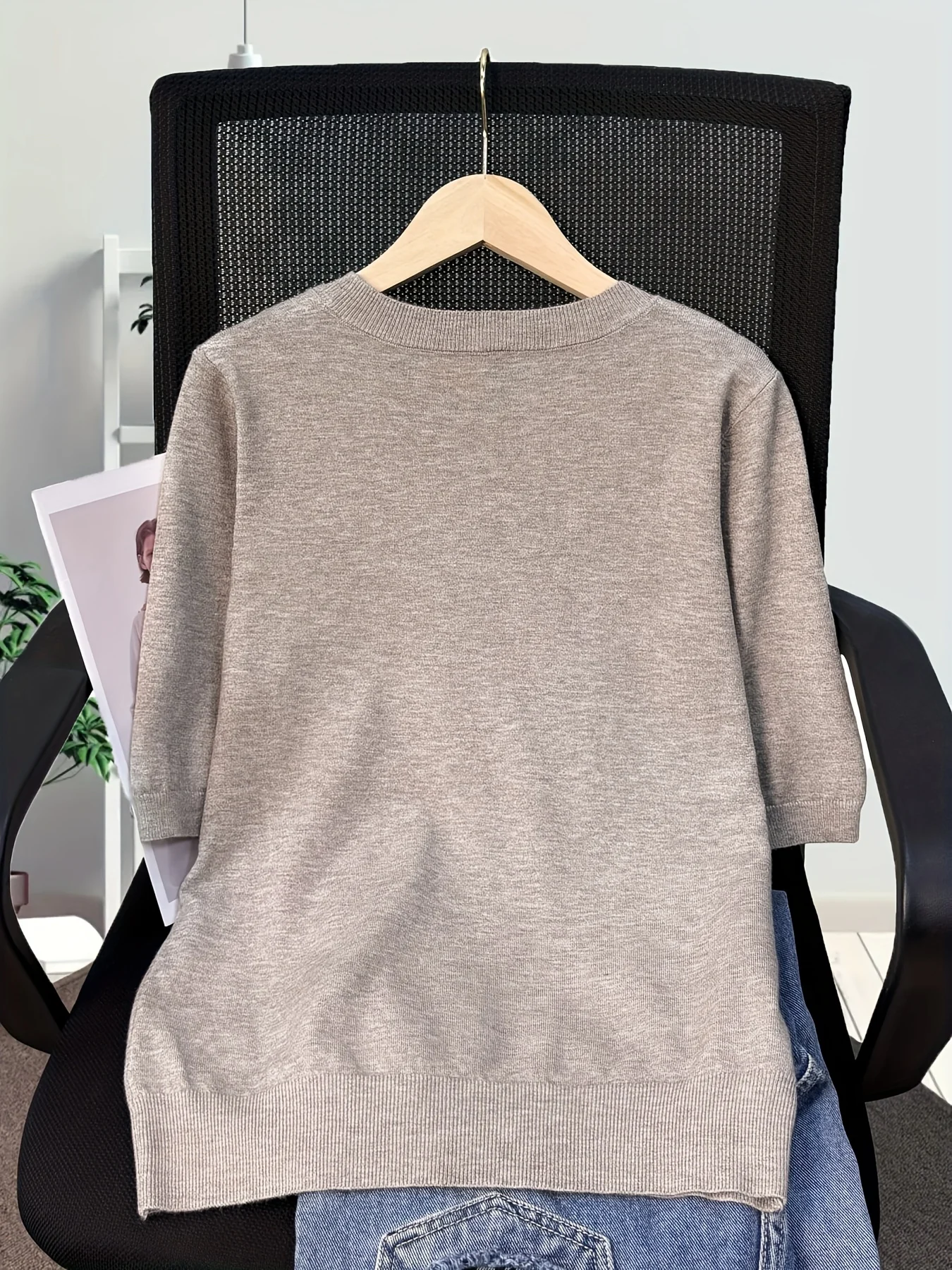 Self-developed Women's Short-sleeve Pullover Round-neck Half-sleeve Short Base Layer Shirt - 图片 8