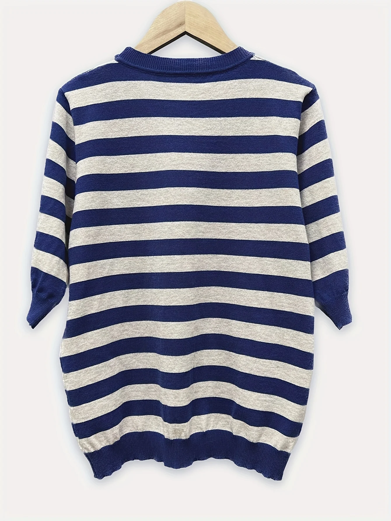 New Striped T-Shirt for Women, Loose Fit Crew Neck Pullover, Women's Short Sleeve T-Shirt, Straight Top for Women - 图片 10