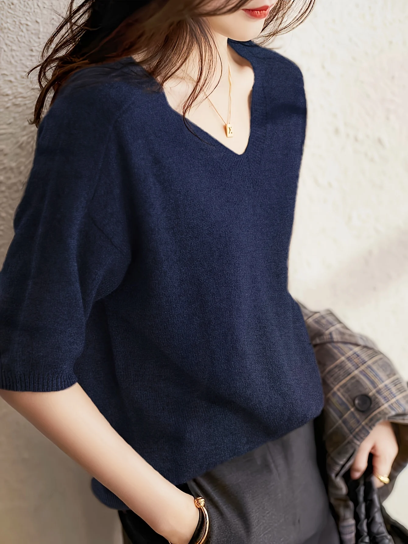 New Short Sleeve T-Shirt Women'S Thin Loose V-Neck Premium Breathable Top - 图片 19