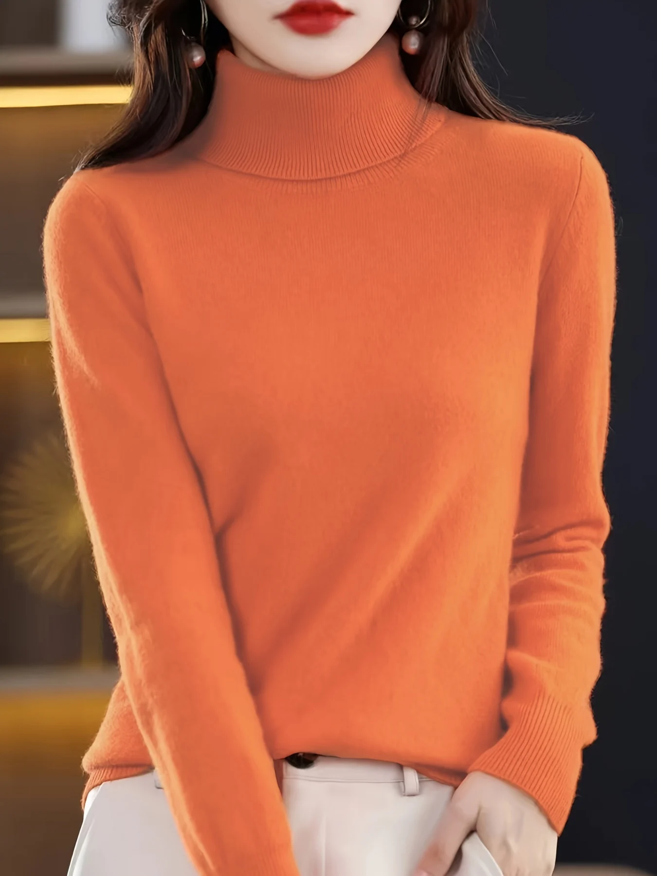 Finely New Style Fashionable Lapel Solid Color Loose Fit Casual Sweater Base Layer Knitwear - 图片 11