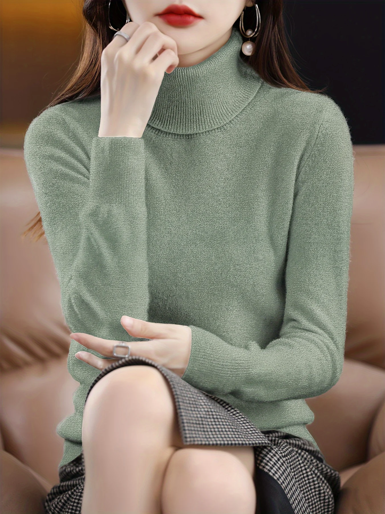 Finely New Style Fashionable Lapel Solid Color Loose Fit Casual Sweater Base Layer Knitwear - 图片 2