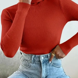 Solid Turtle Neck Sweater, Casual Long Sleeve Sweater For Fall & Winter, Women's Clothing
