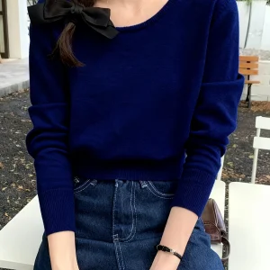 Fine New Round Neck Sweater Designer Niche Cropped Top