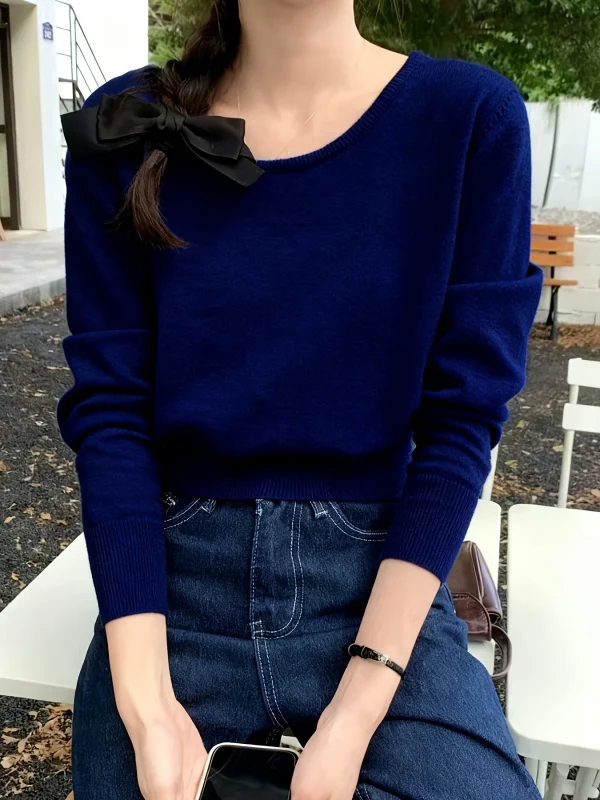 Fine New Round Neck Sweater Designer Niche Cropped Top