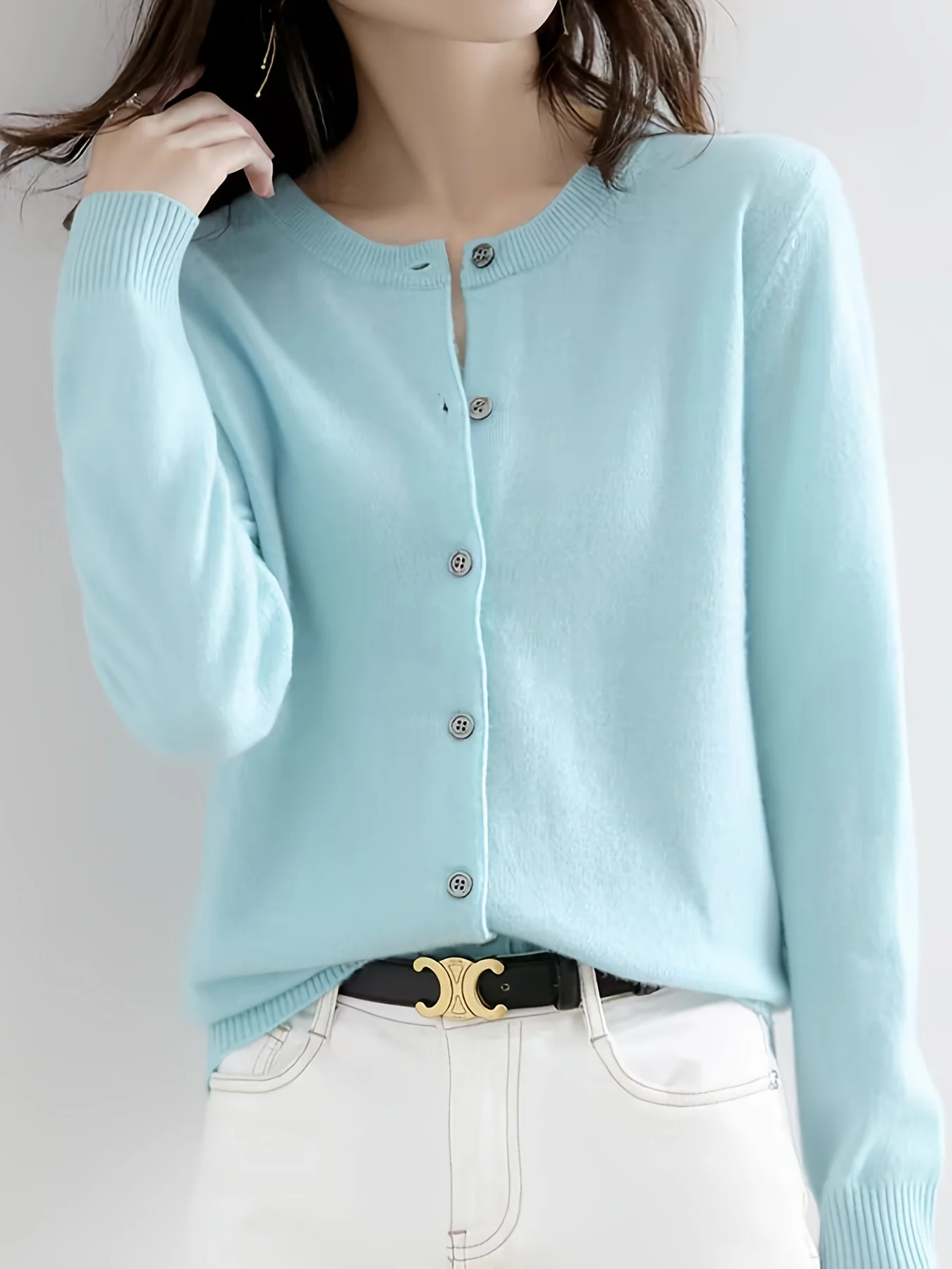 New Fine-Spun Cardigan for Women, a Light And Sweet Outer Layer, Loose-Fitting with Long Sleeves - 图片 3