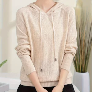 Wool Sweater Women's Autumn and Winter New Hooded Outerwear Base Layer