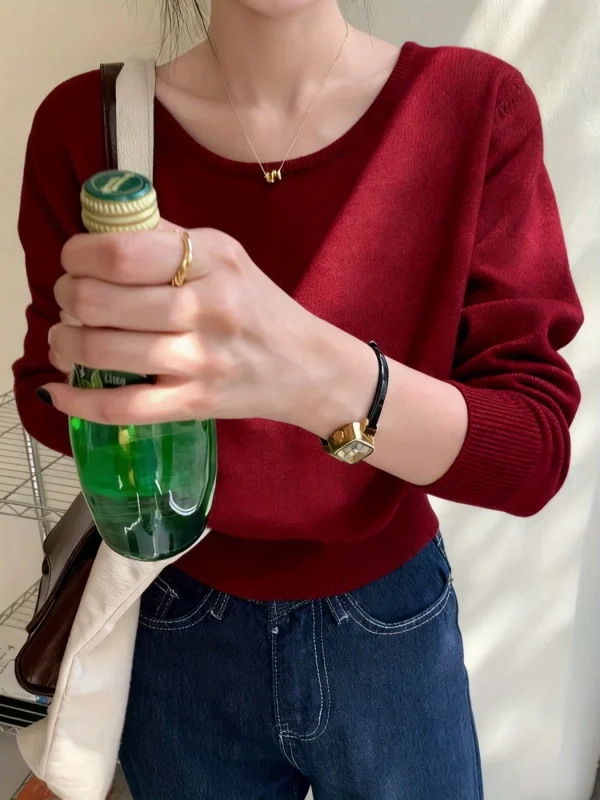Fine New Round Neck Sweater Designer Niche Cropped Top - 图片 20