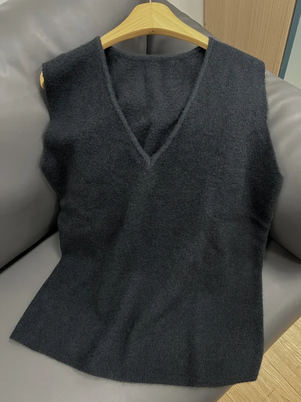 V-neck Casual Simple Versatile French-style Sweater Vest Niannian - 图片 3