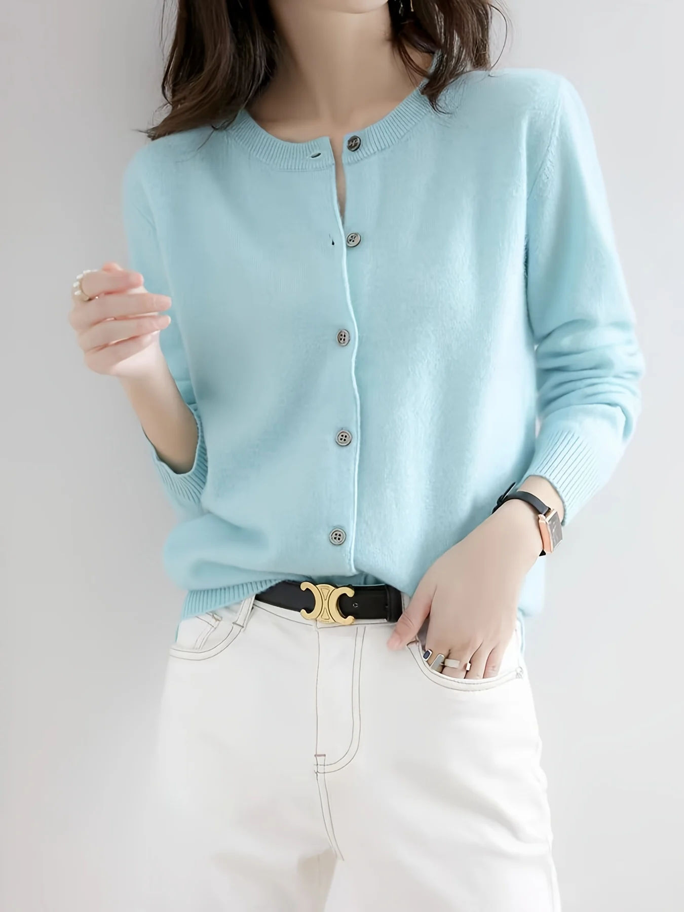 New Fine-Spun Cardigan for Women, a Light And Sweet Outer Layer, Loose-Fitting with Long Sleeves - 图片 18