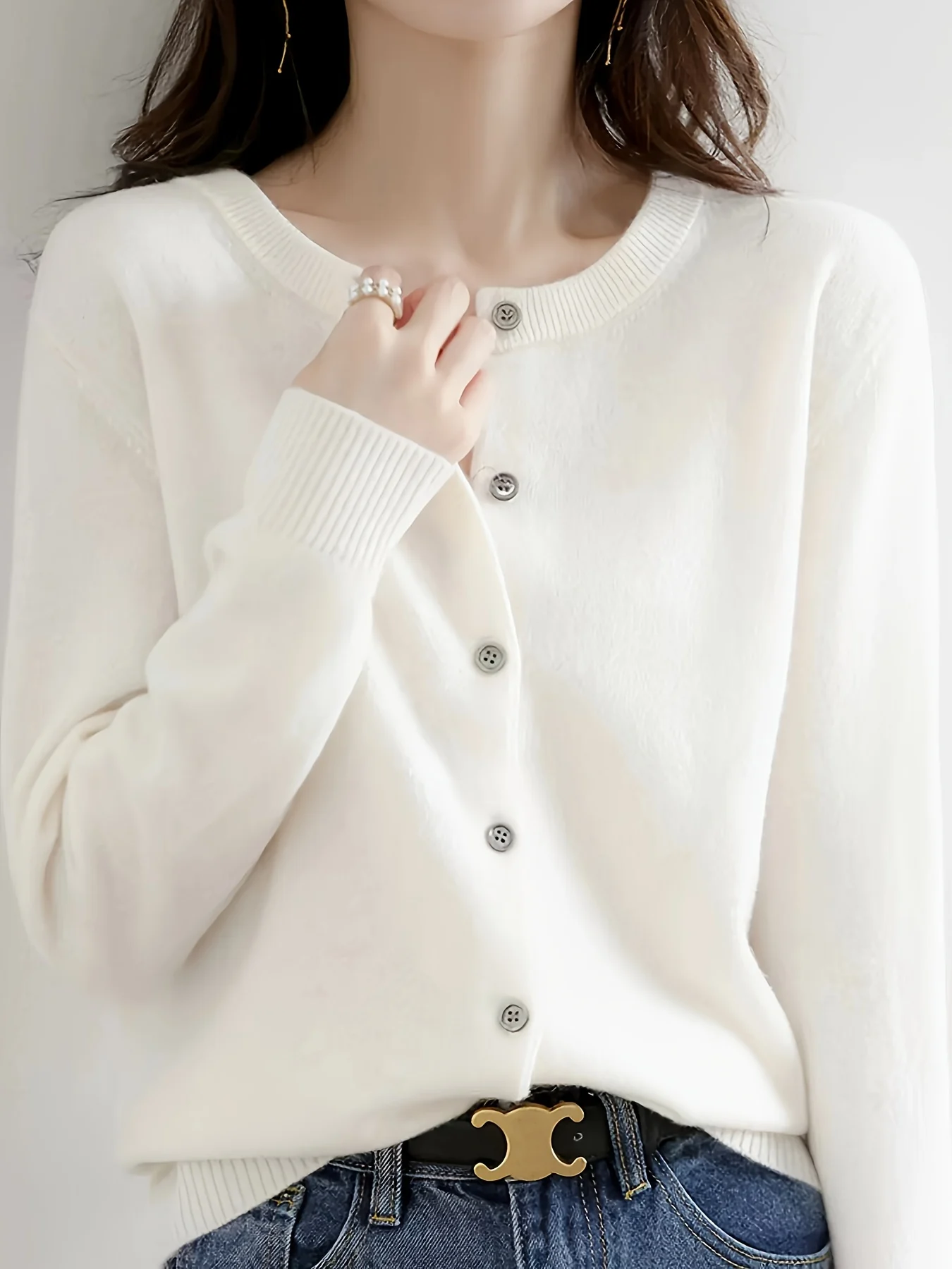 New Fine-Spun Cardigan for Women, a Light And Sweet Outer Layer, Loose-Fitting with Long Sleeves - 图片 10