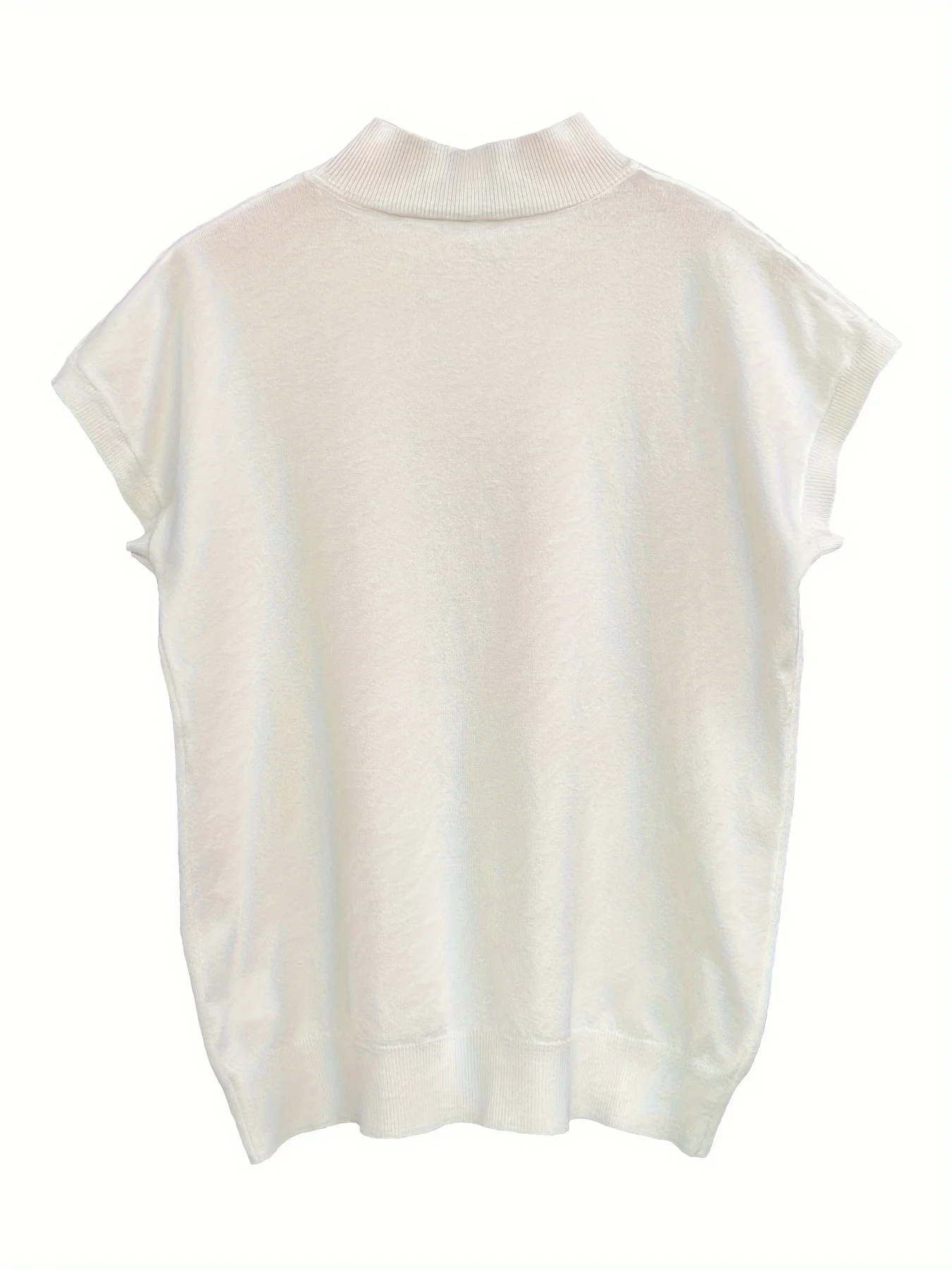 New Light Mature Style Temperament Top Ice Sweater Women'S Summer Thin Semi-High Neck Short Sleeve T-Shirt Fashion Top - 图片 10