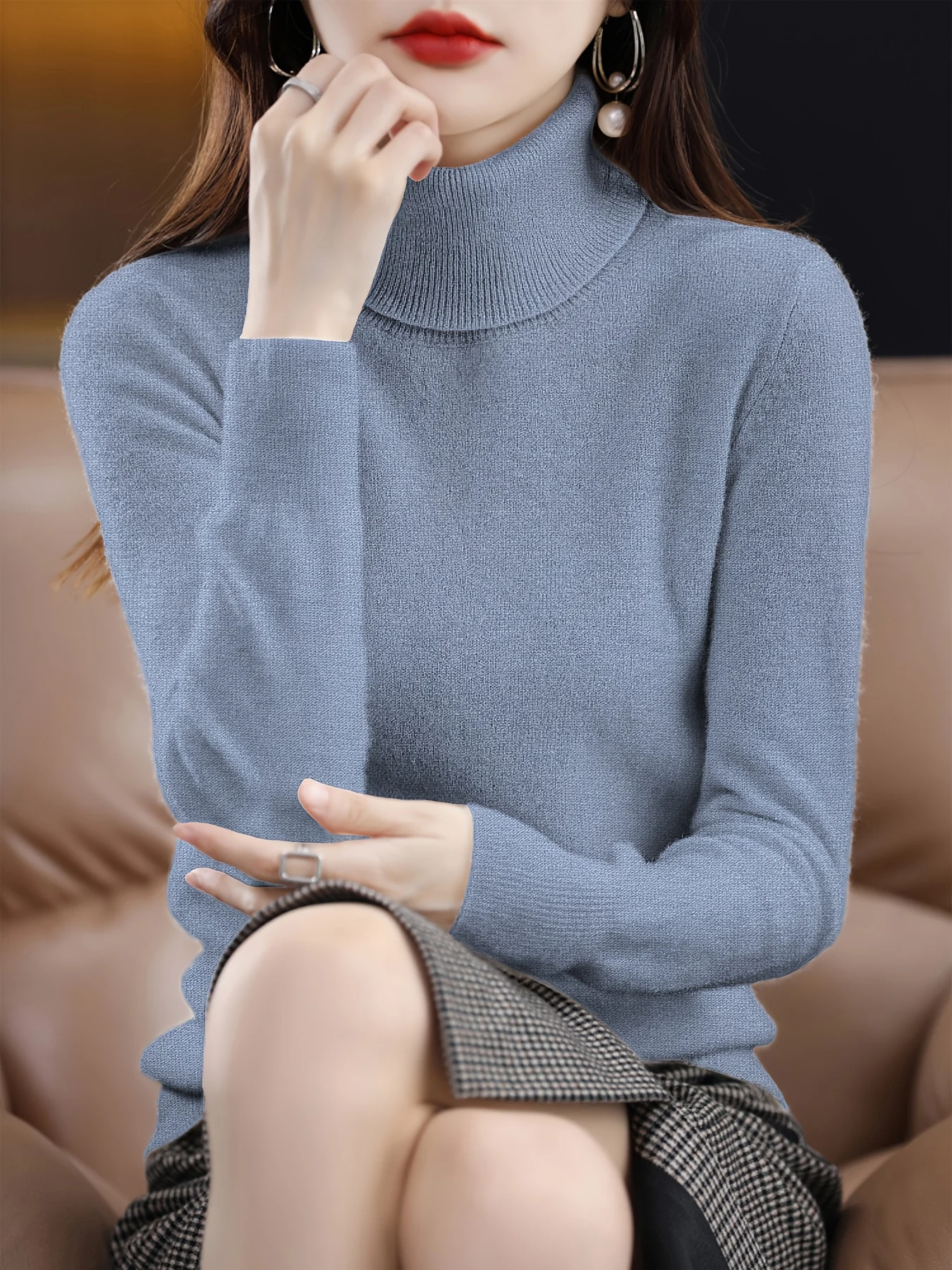 Finely New Style Fashionable Lapel Solid Color Loose Fit Casual Sweater Base Layer Knitwear - 图片 4