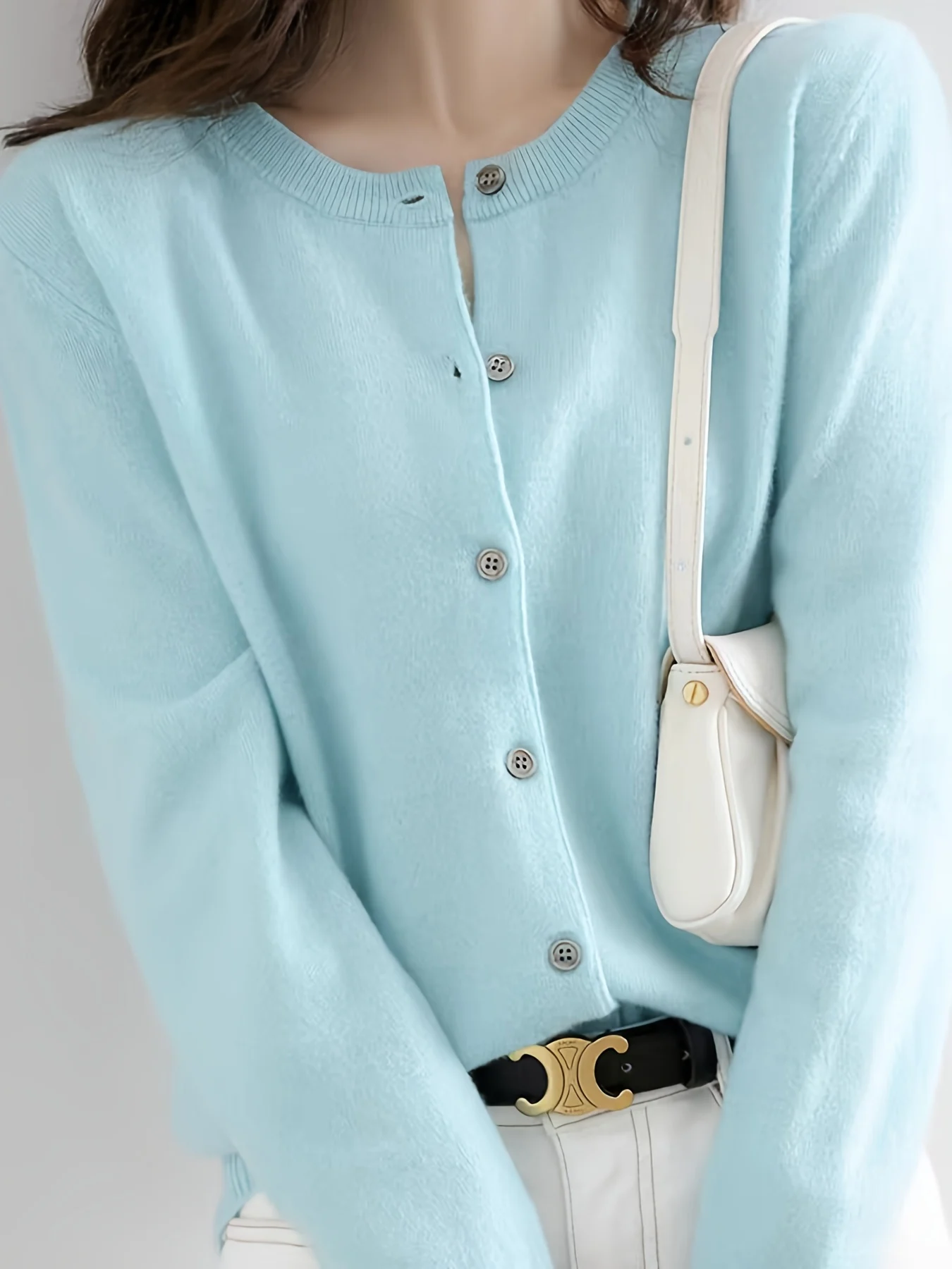 New Fine-Spun Cardigan for Women, a Light And Sweet Outer Layer, Loose-Fitting with Long Sleeves - 图片 17