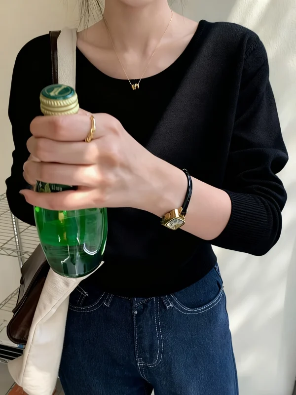Fine New Round Neck Sweater Designer Niche Cropped Top - 图片 17