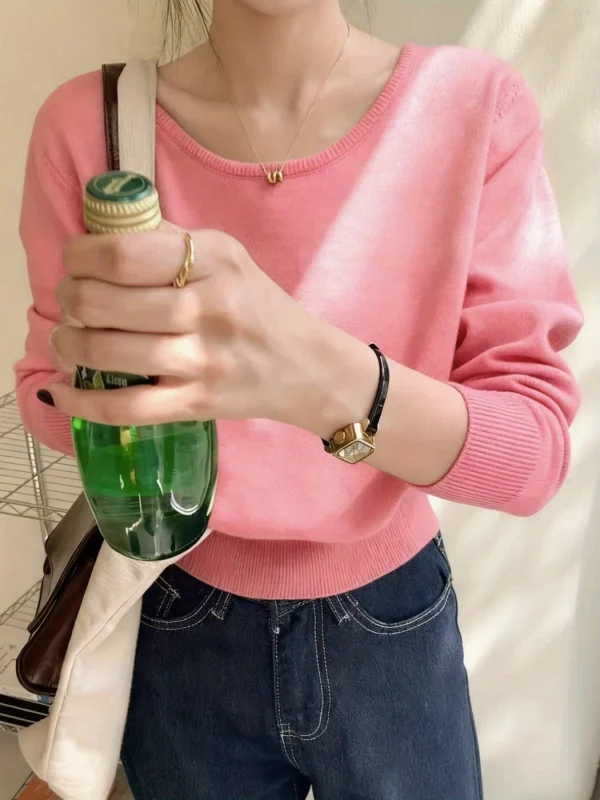 Fine New Round Neck Sweater Designer Niche Cropped Top - 图片 16