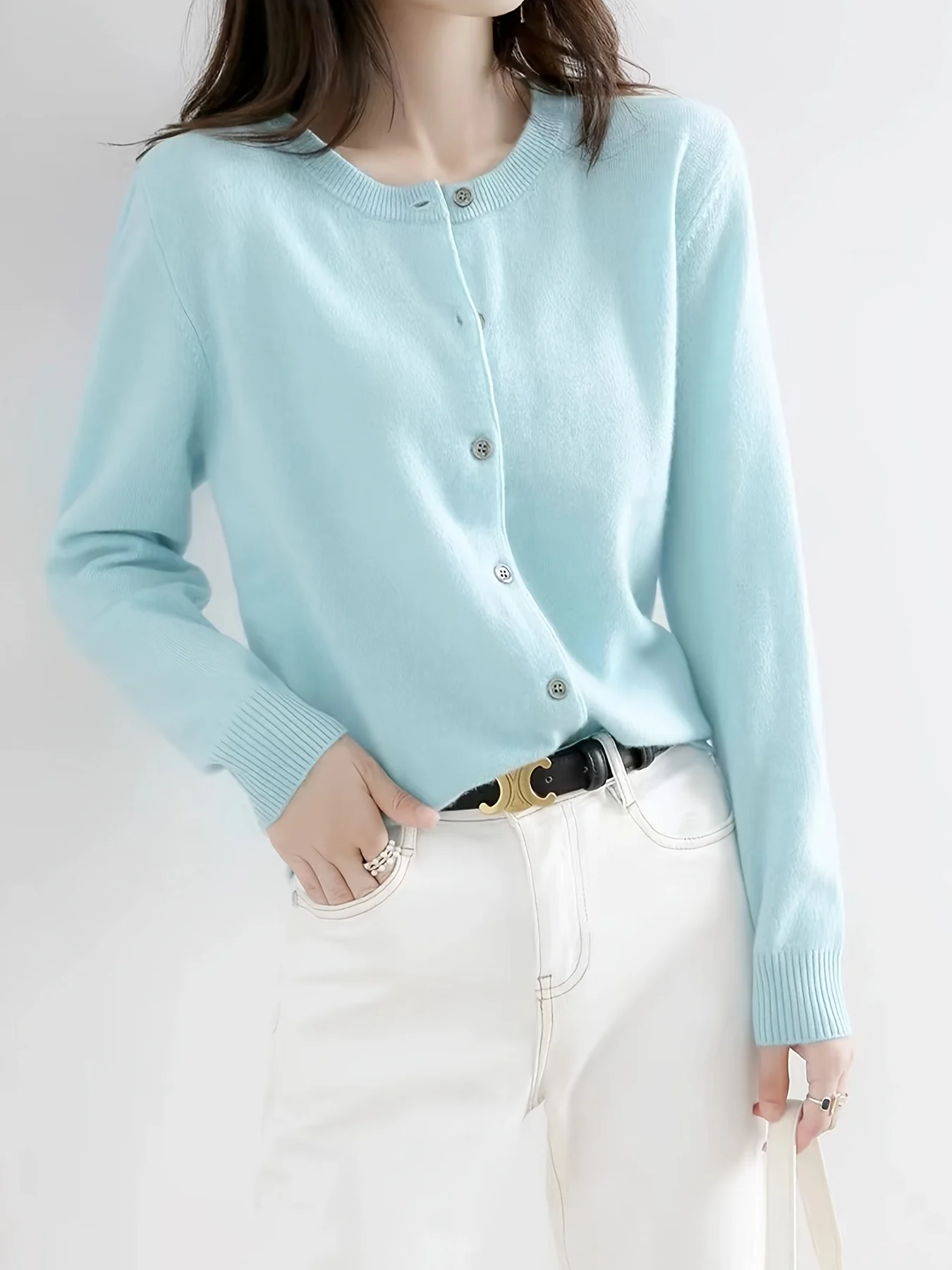 New Fine-Spun Cardigan for Women, a Light And Sweet Outer Layer, Loose-Fitting with Long Sleeves - 图片 7