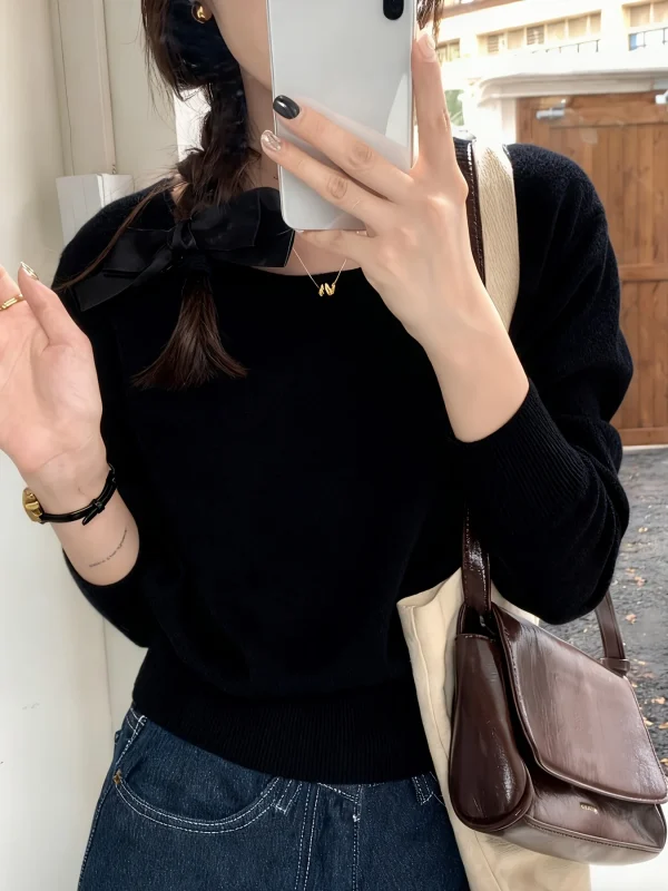 Fine New Round Neck Sweater Designer Niche Cropped Top - 图片 18