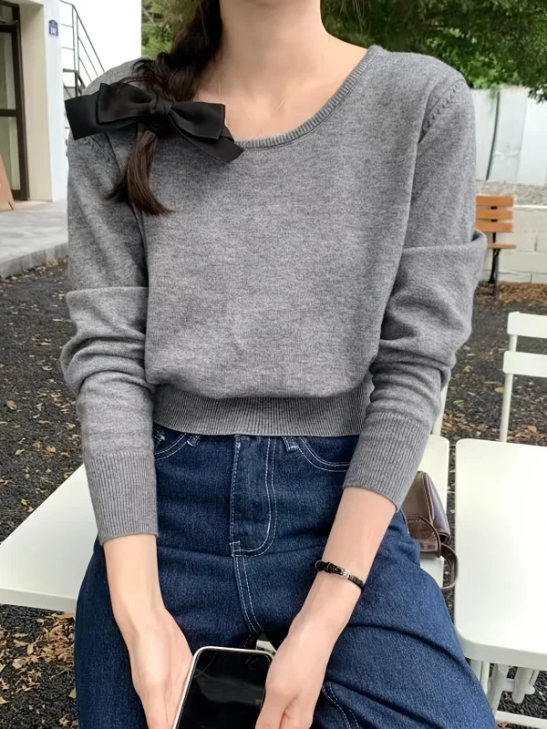 Fine New Round Neck Sweater Designer Niche Cropped Top - 图片 12
