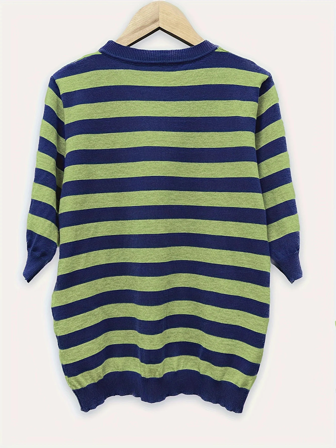 New Striped T-Shirt for Women, Loose Fit Crew Neck Pullover, Women's Short Sleeve T-Shirt, Straight Top for Women - 图片 9