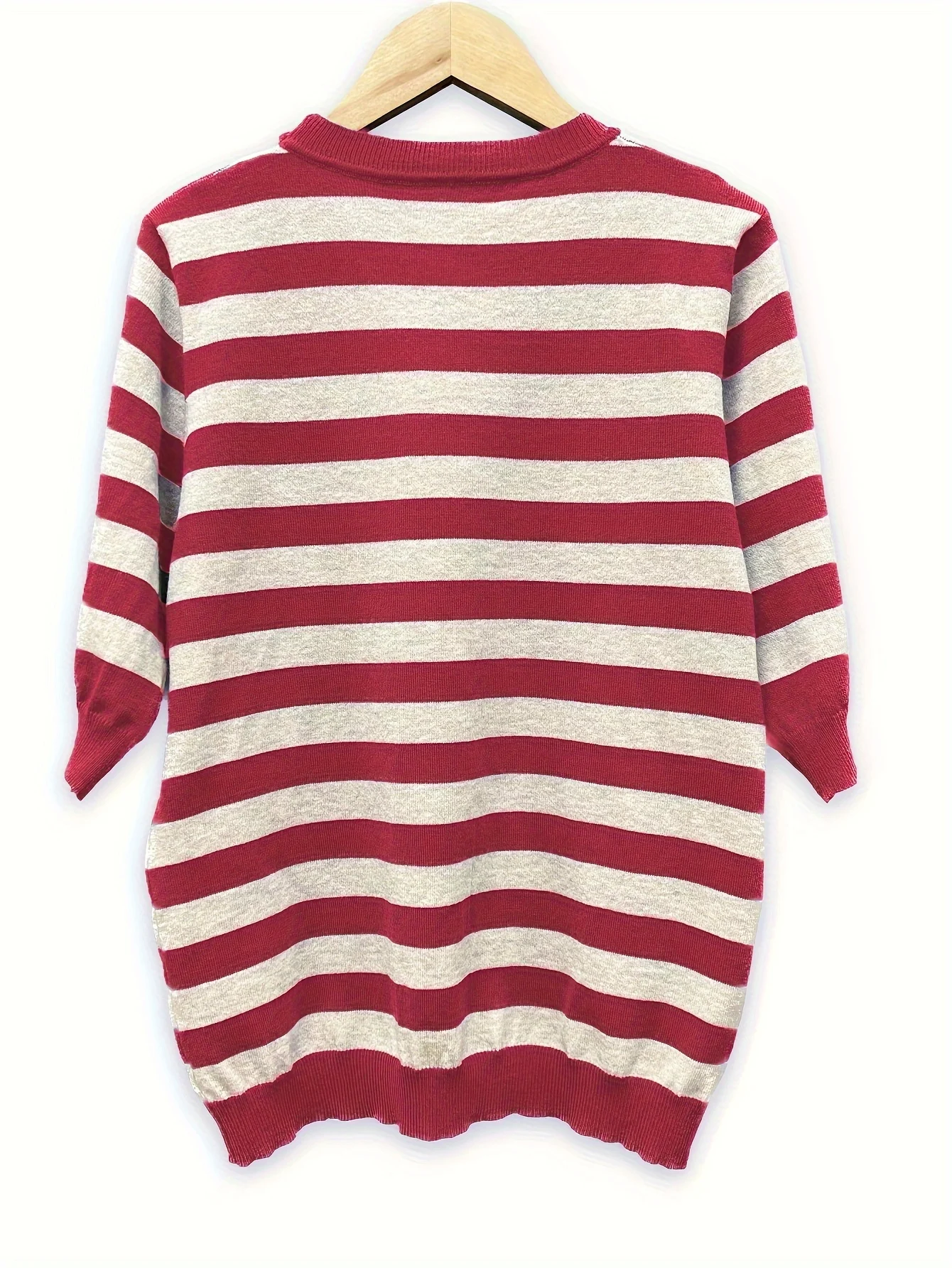 New Striped T-Shirt for Women, Loose Fit Crew Neck Pullover, Women's Short Sleeve T-Shirt, Straight Top for Women - 图片 28