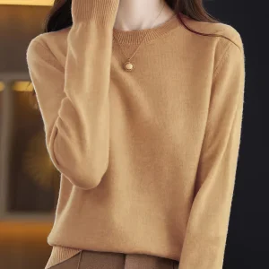 Fine- New Women's Short Round-neck Solid Color Loose-fit Base Layer Top Thick Sweater