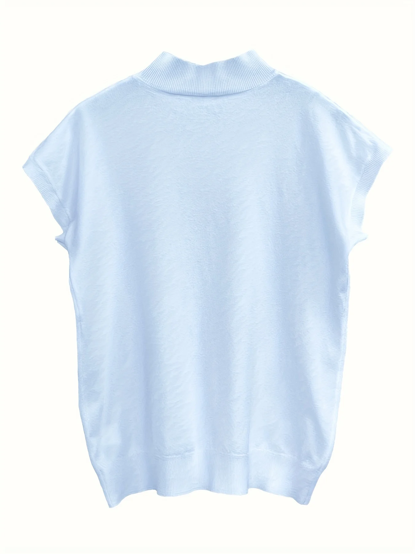 New Light Mature Style Temperament Top Ice Sweater Women'S Summer Thin Semi-High Neck Short Sleeve T-Shirt Fashion Top - 图片 6