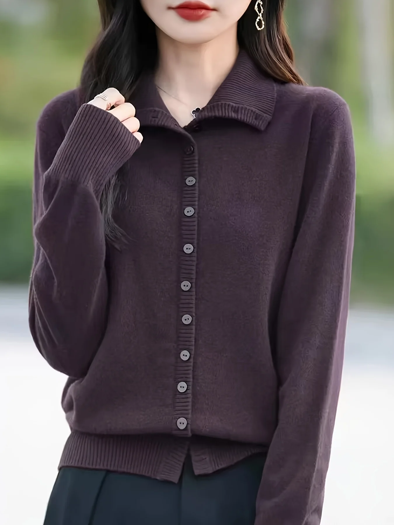 New Fine-Spun Autumn/Winter Fashionable High-End Versatile High-Neck Single-Breasted Hair Needle Sweater - 图片 5