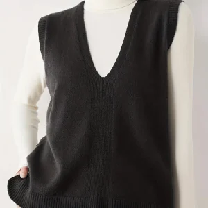 Valentine's Day V Neck Sweater Vest, Casual Sleeveless Button Side Vest For Spring & Fall, Women's Clothing