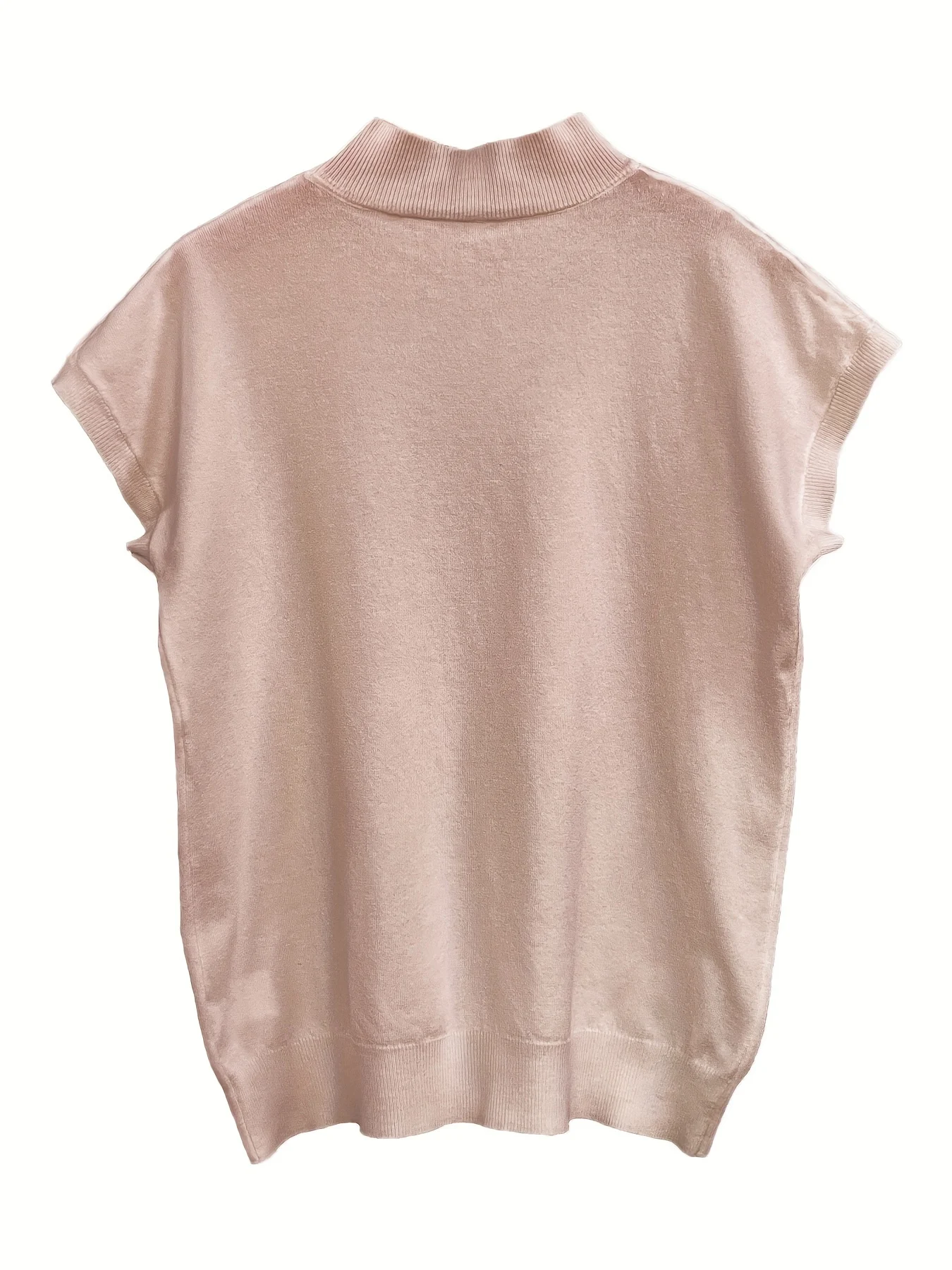 New Light Mature Style Temperament Top Ice Sweater Women'S Summer Thin Semi-High Neck Short Sleeve T-Shirt Fashion Top - 图片 9