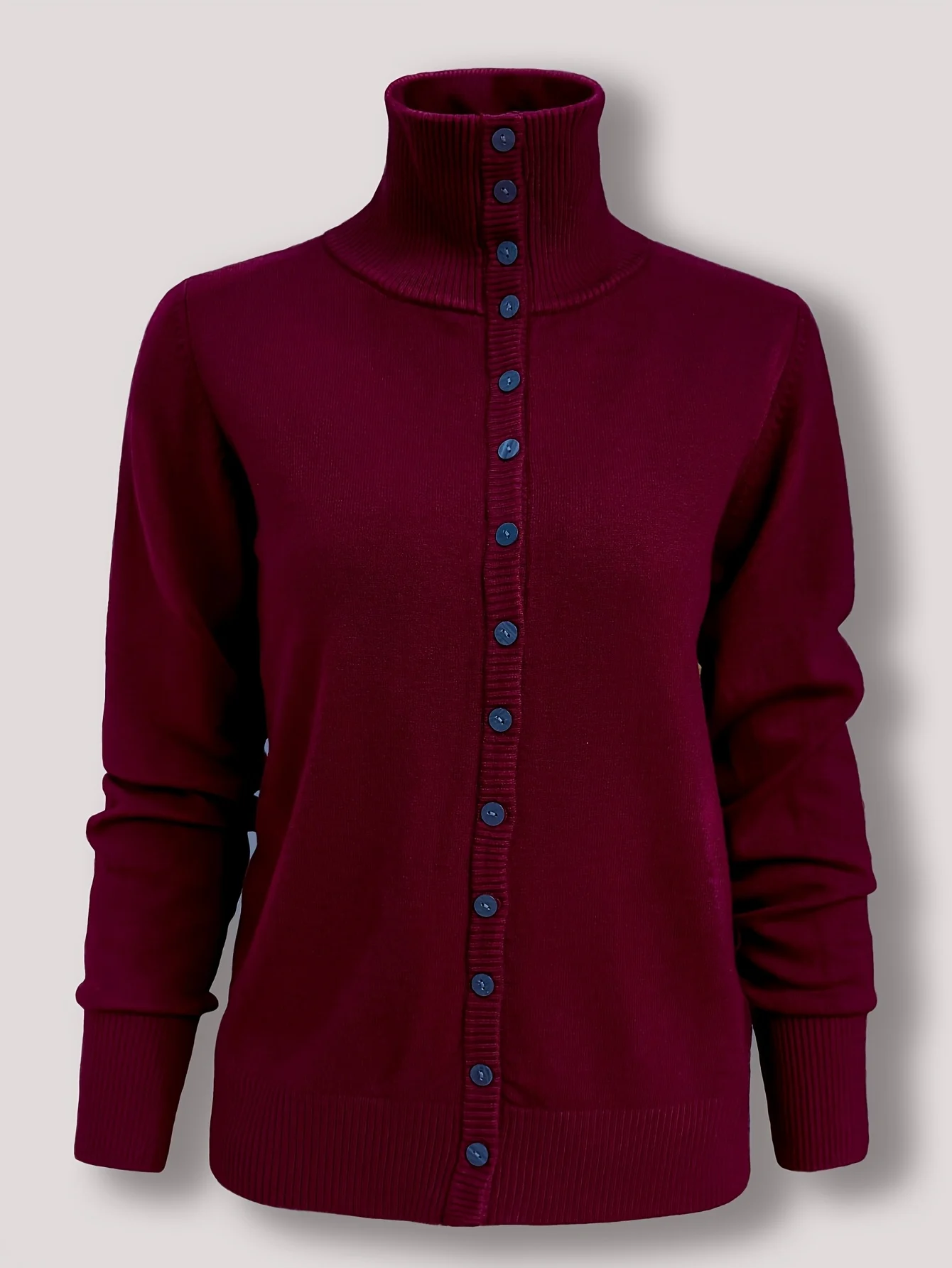 New Fine-Spun Autumn/Winter Fashionable High-End Versatile High-Neck Single-Breasted Hair Needle Sweater - 图片 12