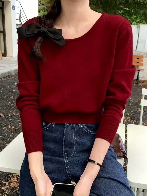 Fine New Round Neck Sweater Designer Niche Cropped Top - 图片 5
