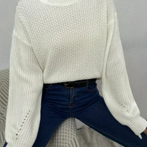 Solid Crew Neck Pullover Sweater, Casual Long Sleeve Sweater For Fall & Winter, Women's Clothing