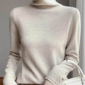 Fine Pile Neck Loose Thick Turtleneck Sweater Autumn Winter High Neck Base Layer Top
