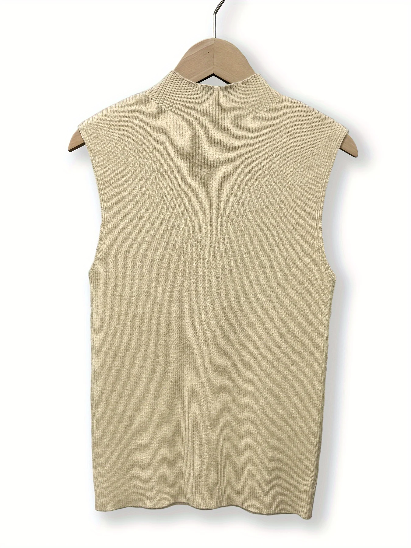 Fine- Semi-high Neck Sleeveless Cardigan Women's Inner Layer Summer Spring Autumn Top Base Layer Tight-fitting Hollow-out Shirt - 图片 2